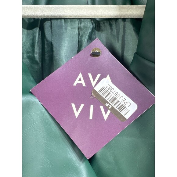 NWT Ava & Viv Womens Green Faux Leather Jacket 1X Asymmetrical Zip - Picture 3 of 6